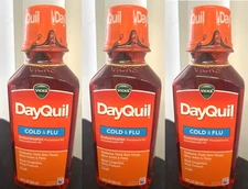 Vicks DayQuil Cold and Flu Liquid, Daytime Cold, 12 fl oz - exp 04/2026 -3 packs