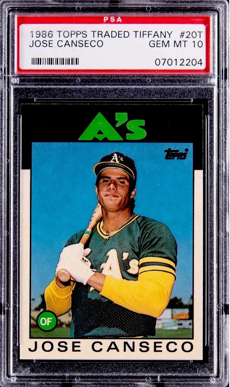 1986 TOPPS TRADED TIFFANY #20T JOSE OAKLAND A’s CANSECO ROOKIE RC GEM MT PSA 10