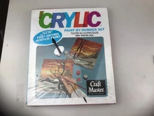 Vintage Craft Master 'Crylic' paint by number set 16001 winter sun sealed 8x10