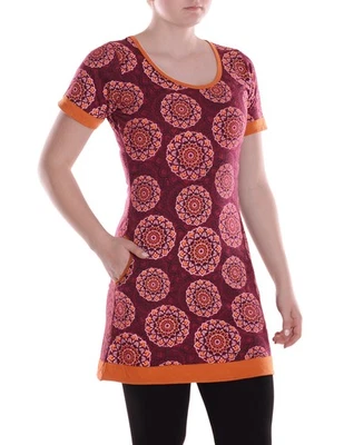 Vishes Mini-Kleid Baumwolle A-Linie geometrisch mit Taschen für Freizeit - Bild 1 von 2