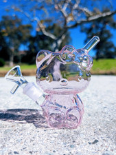 Bong in vetro gattino rosa carino 4,5" pipa acqua fumo narghilè qualità tabacco con ciotola