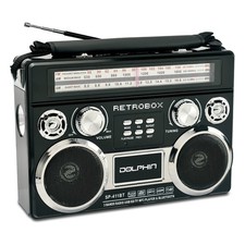 Dolphin SP-411BT Retro Bluetooth Radio AM/FM/SW USB SD AUX Rechargeable, BLACK