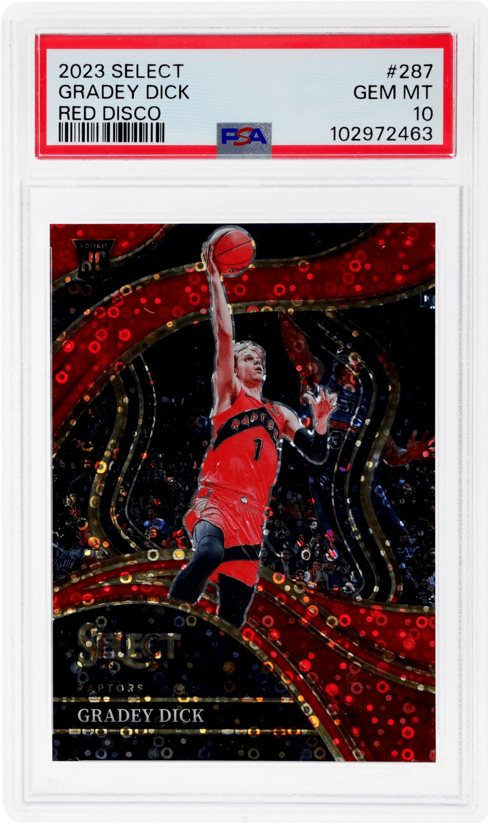 2023 Panini Select Gradey Dick Courtside Red Disco Prizm #287 /49 PSA 10