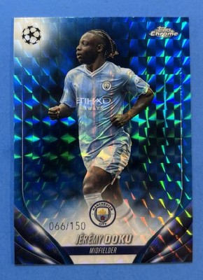 Jermey Doku - 2023-24 Topps UEFA Chrome Blue Refractor /150 - Man City - Belgium