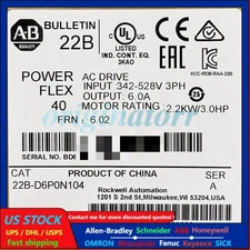 New 22B-D6P0N104 Allen-Bradley Powerflex 40 AC Drive 3.0Hp 2.2kW 22BD6P0N104