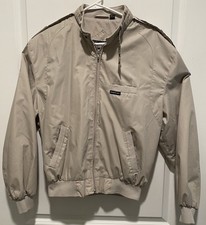 Vintage Members Only Beige Bomber Jacket Logo Zipper Snap Accents Mens Sz 40