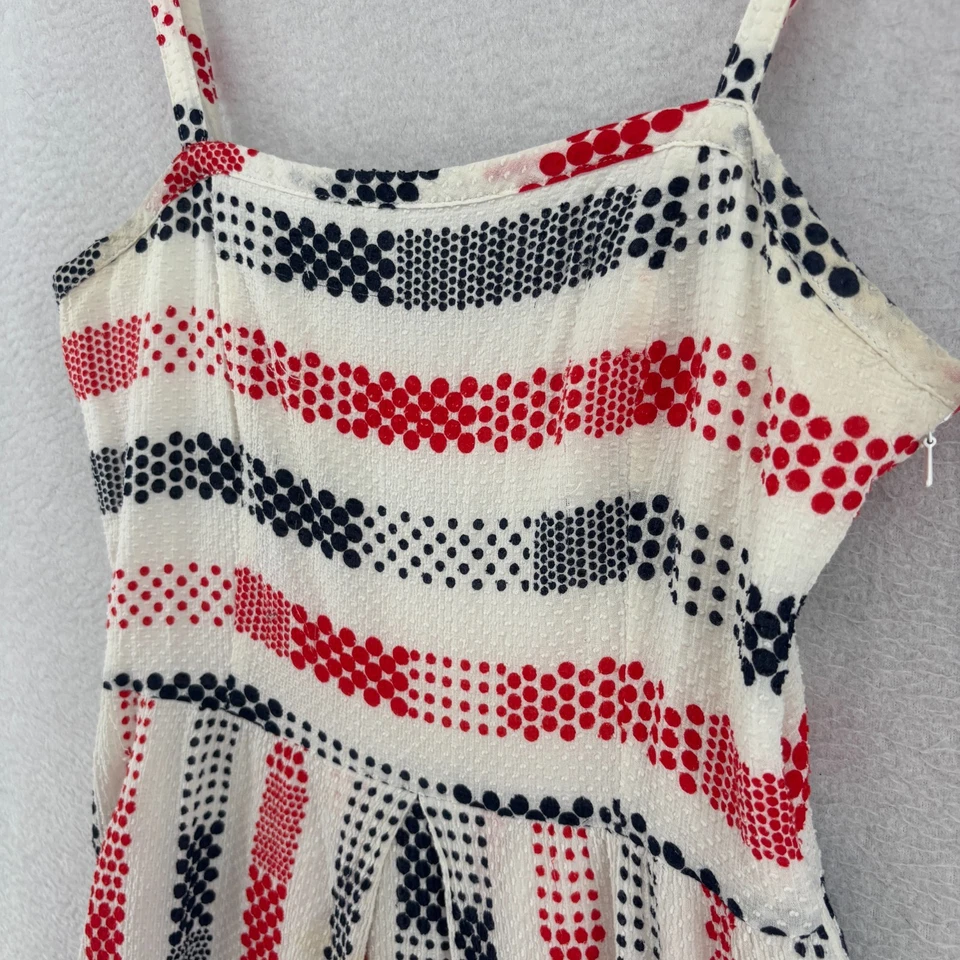 Vestido BROOKS BROTHERS 6 Rojo Vellón Sin Mangas Línea A Lunares Suizos Blanco Foto 2 de 4