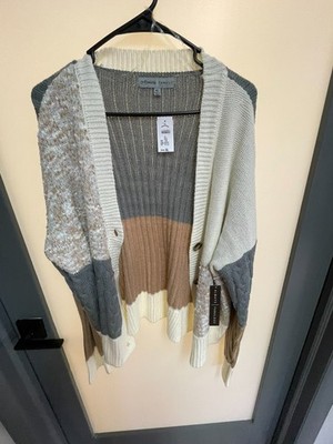 NWT Absolutely Famous Multicolor Ladies Cable Knit Open Front Sweater Size XL