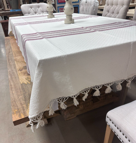 114'' Tablecloth from Oaxaca Mexico made with Handloom fabric. - Picture 5 of 6