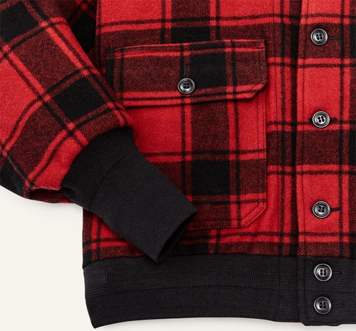 Filson CCC Wool Bomber Jacket Red & Black Plaid, Men's L NWT MSRP $395 - Picture 4 of 6