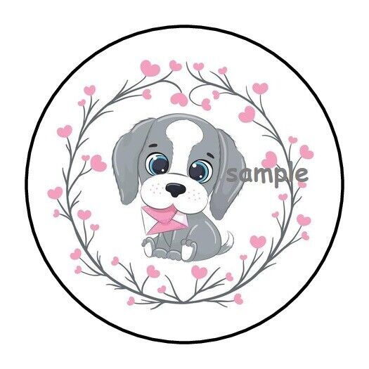 30 CUTE PUPPY AND HEARTS ENVELOPE ROU LABELS SEALS Cheap mail order specialty store STICKERS Spasm price 1.5