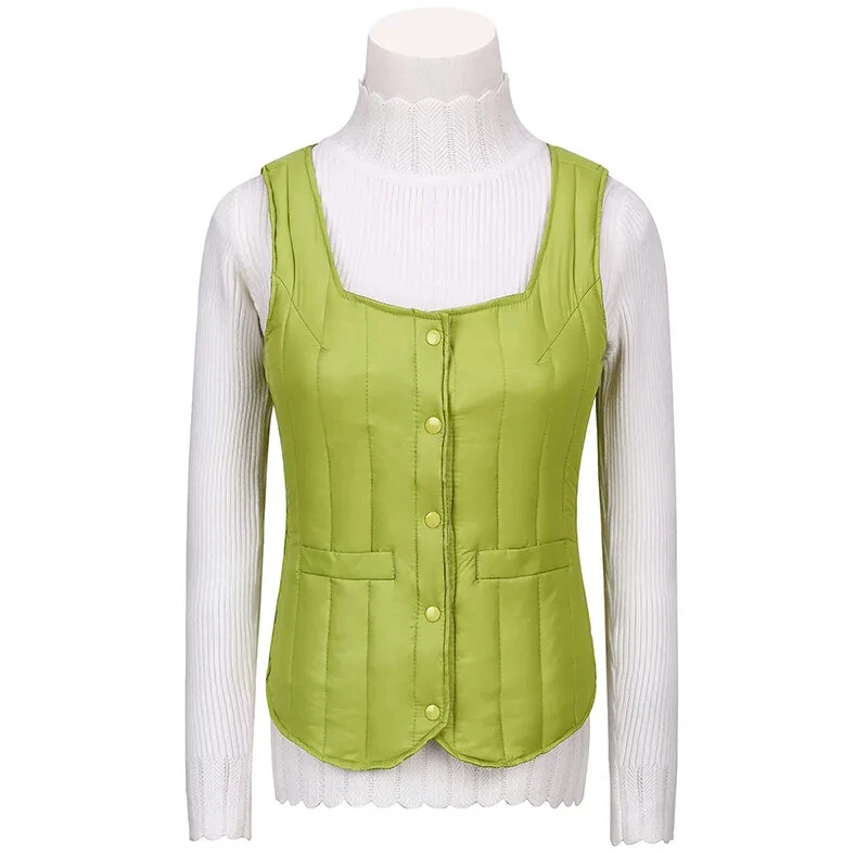Women Duck Down Waistcoat Short Vest Coat Eiderdown Outerwear Puffer Jacket - Image 4 of 4