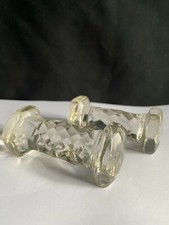 PAIR (2) CLEAR GLASS KNIFE RESTS BLOCKS