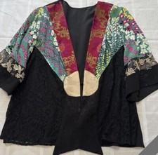 Spencer Alexis lace jacket kimono 3/4 Sleeve Floral Fun Casual Colorful M  