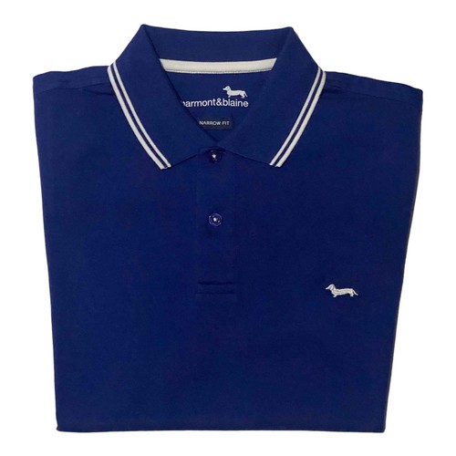 MAGLIA POLO T SHIRT UOMO HARMONT E BLAINE LNH010 COTONE 816 BLU ORIGINALE PE - Picture 2 of 3