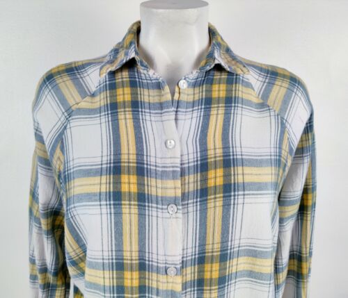 Asos Design Womens Button Front Boyfriend Shirt Yellow Plaid Long Sleeve Size 2 - Picture 2 of 8