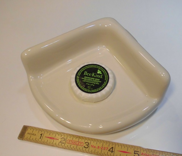 Ceramic *Glossy Almond* Extra Small Corner BathShower Soap DishTray