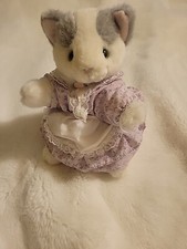 Rare Vintage Eden Stuffed White Kitty Frederick Warne Plush Cat W/ Purple Outfit