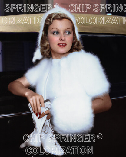 JOAN BENNETT in Angora Sweater w/ Ice Skates | 8x10 Color