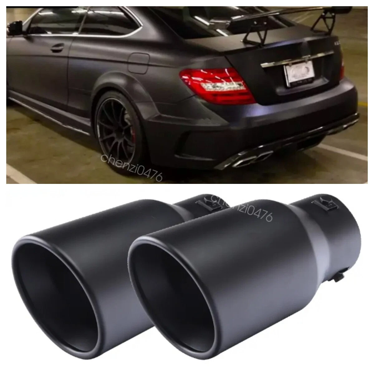 Exhaust Muffler Tail Pipe Trim Cover 2068858303 2068858403 Replacement for Benz C-Class W206 S206 AMG Line 2022 Tail Throat Vent Decorative Accessories, glossy black