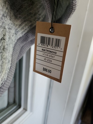 Poncho donna Johnston & Murphy nuovo con etichette cappuccio/collo a tartaruga taglia unica maglia grigio erica - Foto 3 di 7