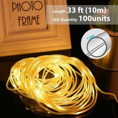 100 LED 33ft Strip Rope Light Tube String Outdoor Garden Party Decoration Lights - Picture 16 of 21