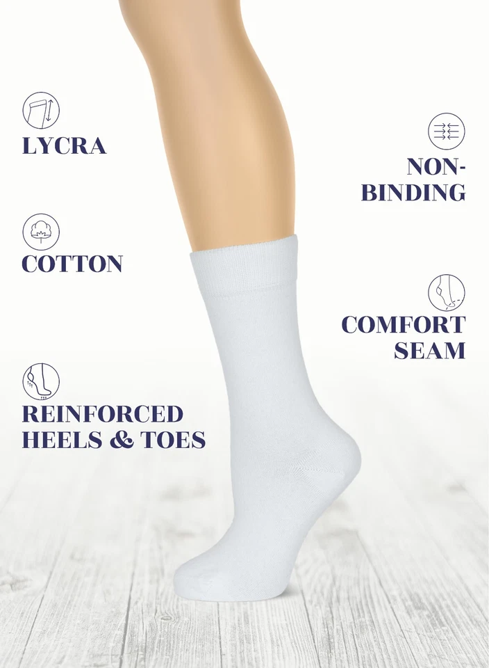Hugh Ugoli Women's Cotton Crew Socks, Plain Color, Regular Fit, Soft Casual Sock - Image 2 of 4