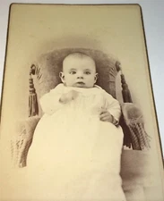 Antique Victorian American Adorable Baby, In Fancy Baby Chair! CDV Photo! US!