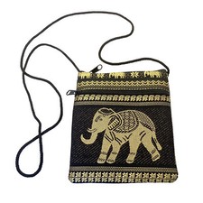 Vintage Tribal Thai Pouch Crossbody Purse Elephant Design Boho Thailand
