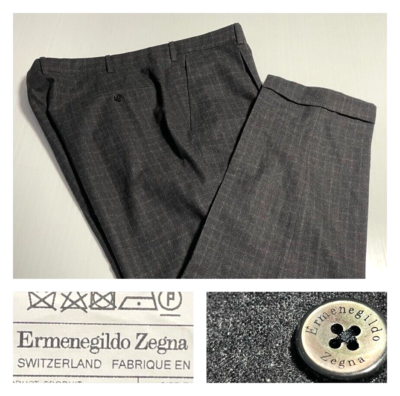 Ermenegildo Zegna Recent Flannel Wool Dress Pants Dark Gray Swiss