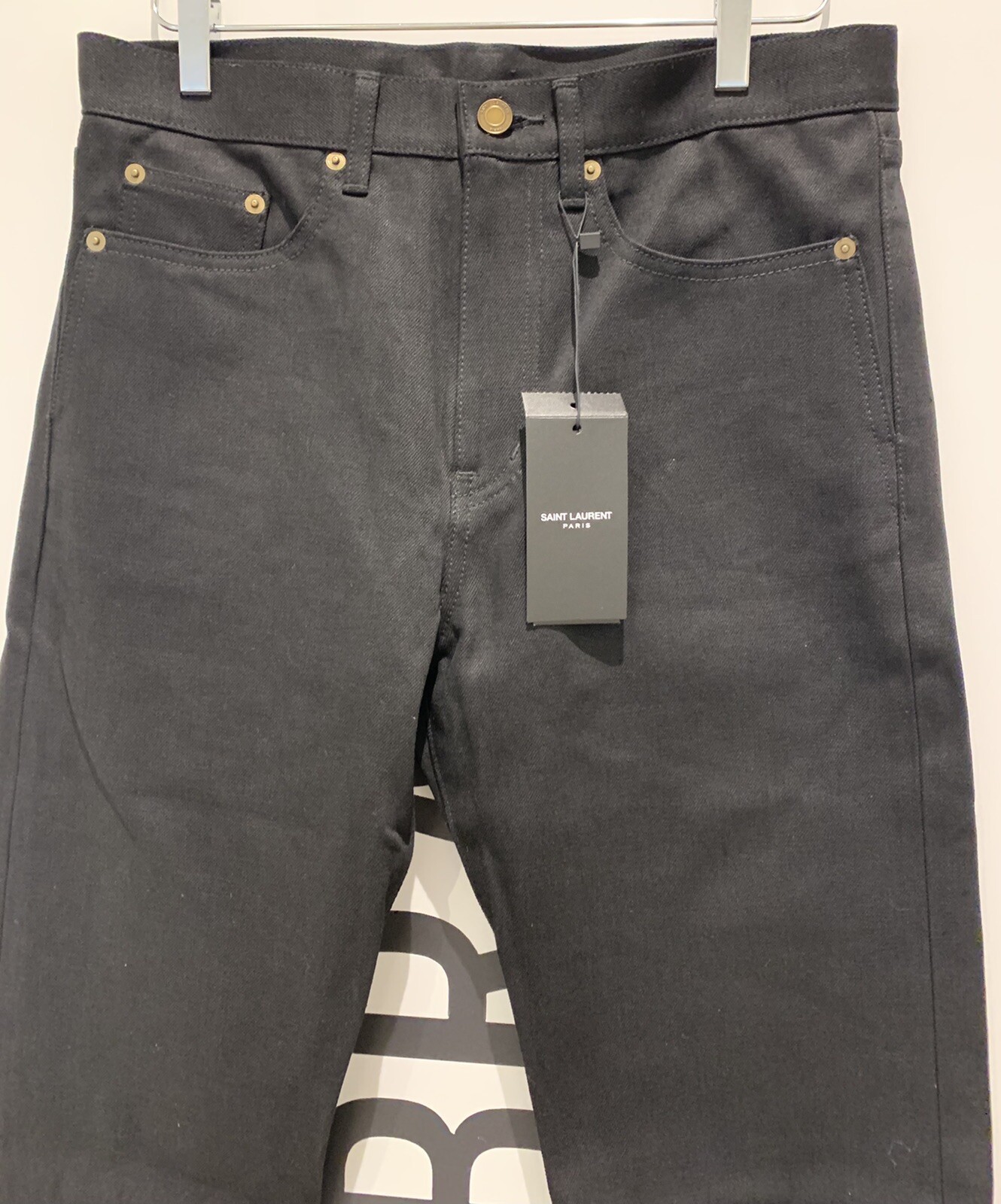 Jeans Saint Laurent larghi in denim nero grezzo taglia W28 prezzo consigliato £ 425
