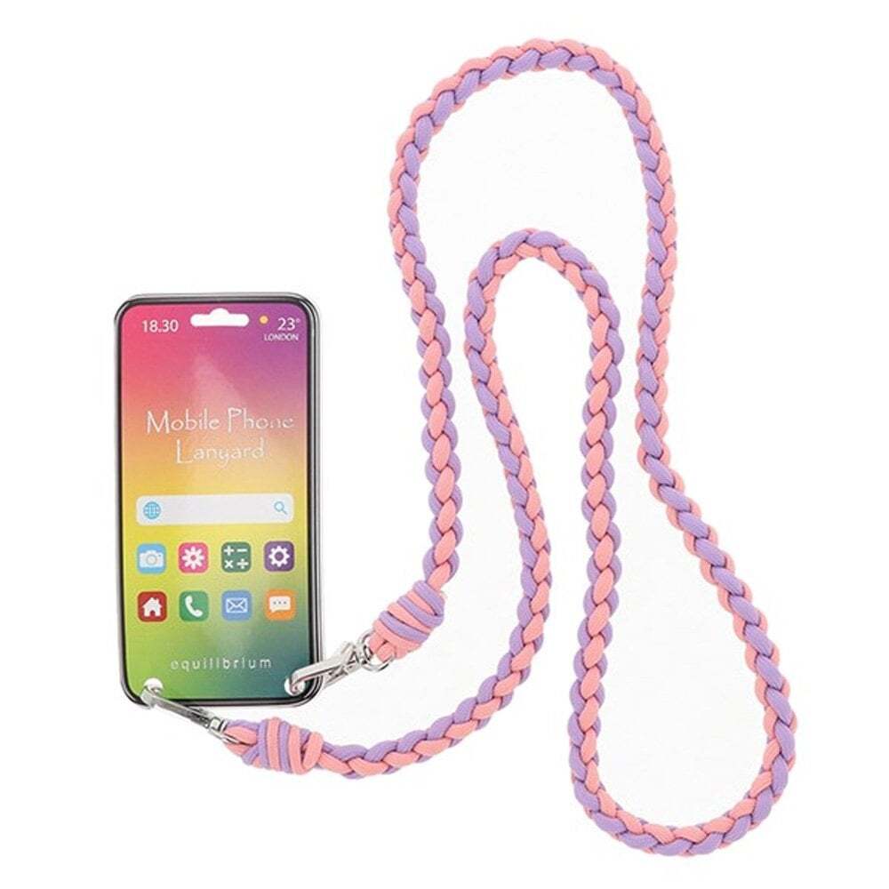 Equilibrium Plaited Mobile Phone Lanyard Pink & Lilac 349707