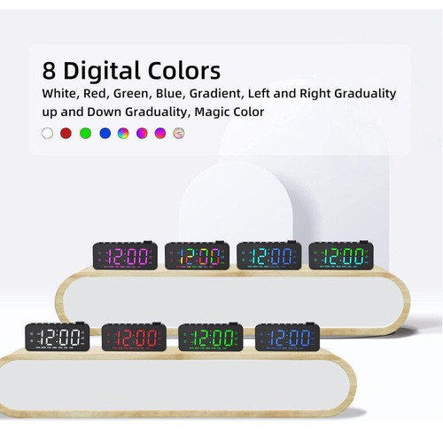 Smart RGB LED Digital Alarm Clocks Time Display FM Radio Bedside Snooze Clock AU - Picture 5 of 10