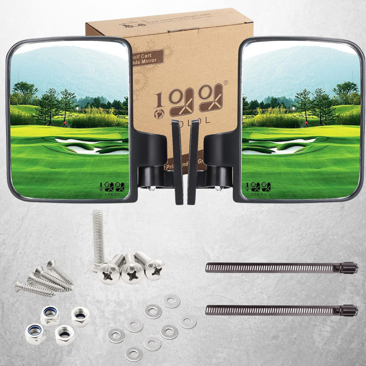 Cart Side Mirrors For Club Car Ez-go Yamaha And Others No-drilling.
