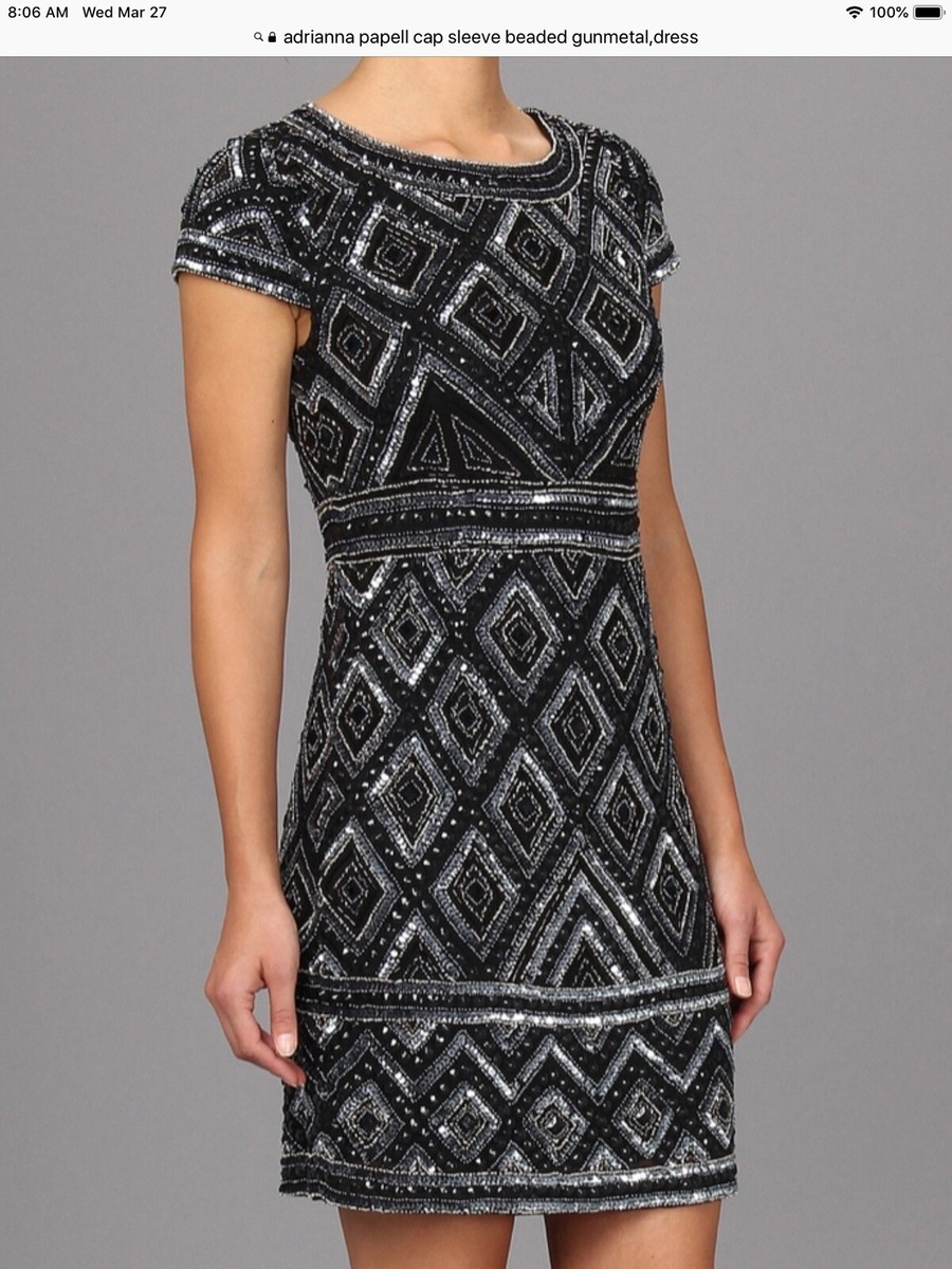 Adrianna Papell cap sleeve beaded dress New with Tags size 2 beautiful.  holidays | eBay