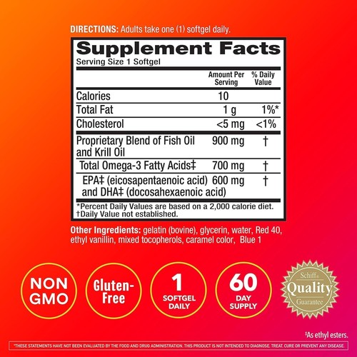 MegaRed Fish Oil + Krill Oil 900mg Omega 3 Supplement with EPA & DHA, Supports H - Picture 3 of 10