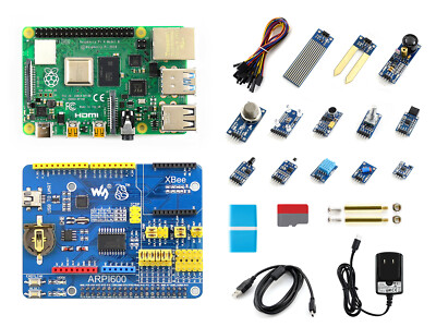 Raspberry Pi 4 Model B Sensor Kit with Waveshare Accessory ARPI600 Adapter Board