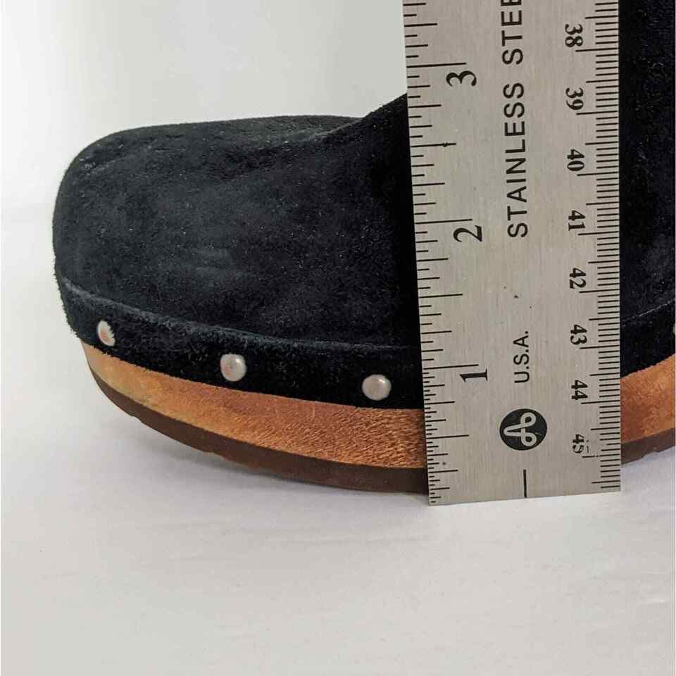 Ugg Ankle Boots Clogs Lynnea Womens 8 Black Suede Shearling Fleece Heel ...