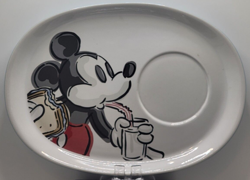 Disney Mickey Mouse Beber Leche Blanco Cerámica Bandeja de Almuerzo Platos (2) - Imagen 2 de 4