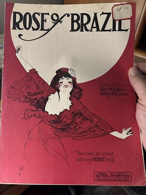 1923 9x12  Exotic sheet music ROSE OF BRAZIL by KLAGES/Fazioli