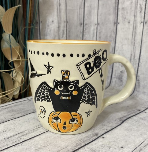 ELI + ANA HALLOWEEN BOO MUG - FLEDERMAUS UND KÜRBISSE 🎃 HANDBEMALT STIL KERAMIK TASSE - Bild 1 von 7