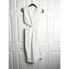 Love, Whit White Cutout Cap Sleeve Sheath Side Slit Midi Dress Women Size Small
