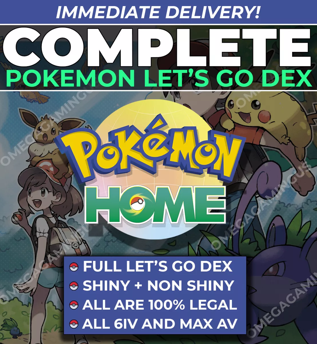 Pokémon Lets Go Pikachu + Eevee Pokedex Completion Service 