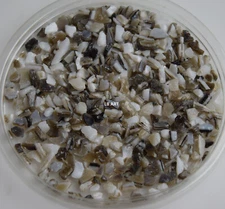 2109.03 - 1oz WHITE, DARK BROWN 2 COLOR MIX BULLSEYE GLASS COURSE FRIT 90 COE