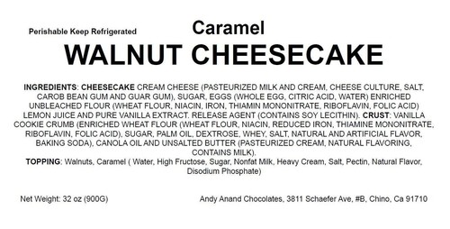 Andy Anand Cheesecake Noce Caramel 9" (2 libbre), spedito 2° giorno in aria - Foto 3 di 7