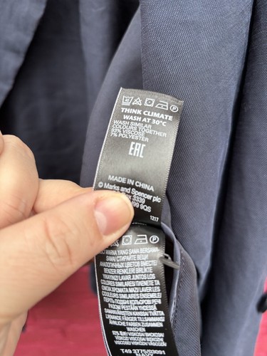 Marks And Spencer Navy Lightweight Soft Jacket Short Mac With Pockets Size 20 - Picture 12 of 14