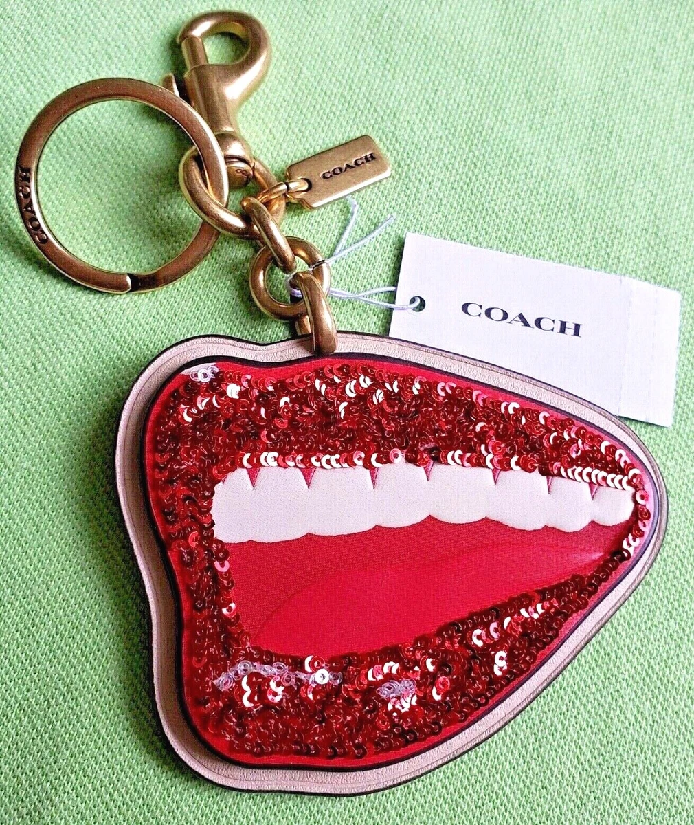 Coach X Tom Wesselmann Lips Bag Charm Leather Keychain Fob NWT