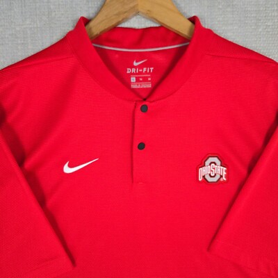 NIKE x OHIO STATE Henley Collar Snap Front Polo Shirt Dri-Fit Wicking Sz XL  Mens