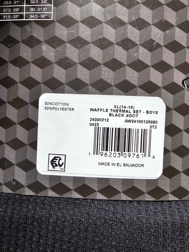 Athletic Works Youth Boys' 2-Piece Waffle Thermal Layering Underwear Set Sz XL - Picture 10 of 12