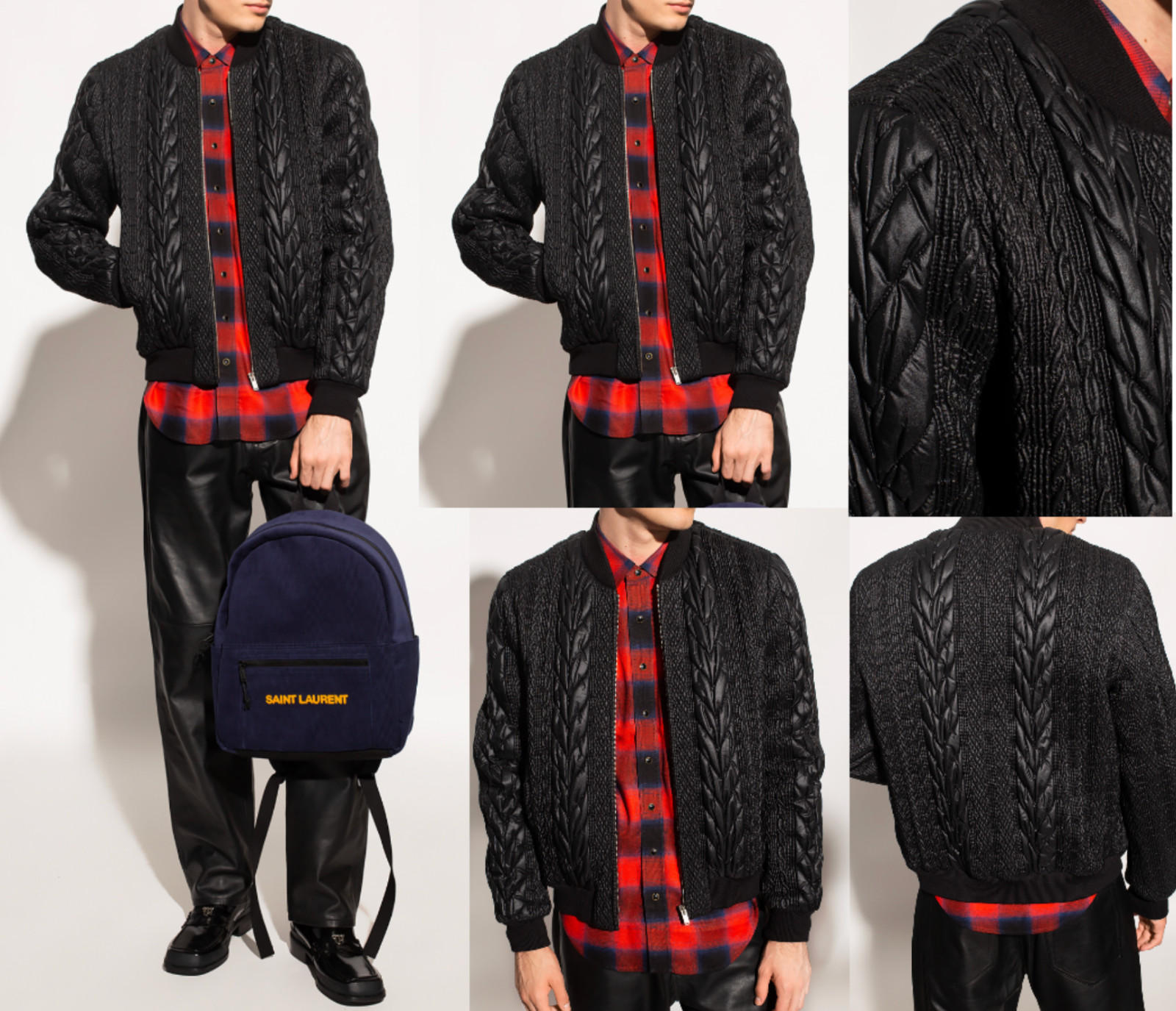 Saint Laurent Black Bomber Jacket Teddy Blouson Coat Parka M